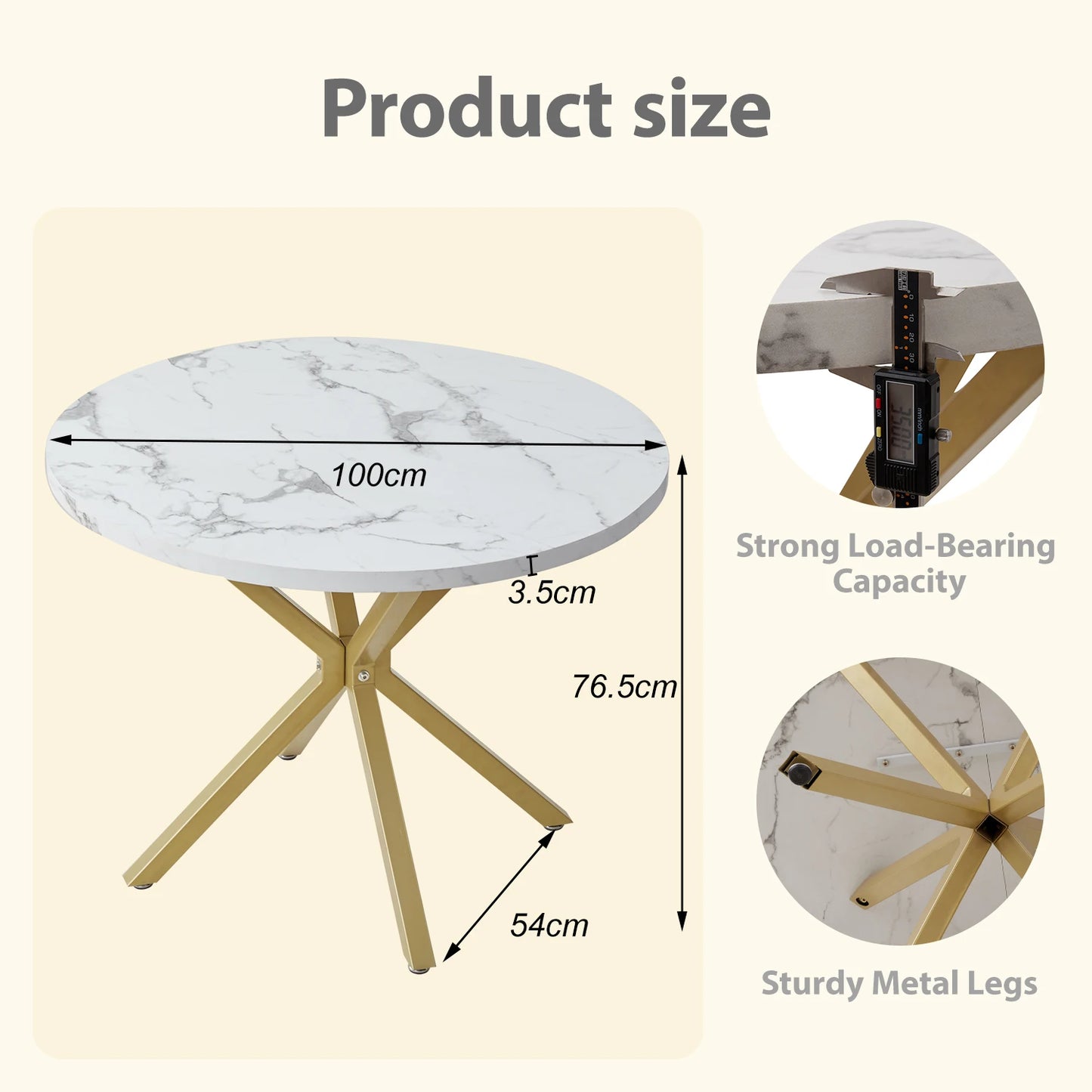 Aurelia Round Marble‑Effect Dining Table