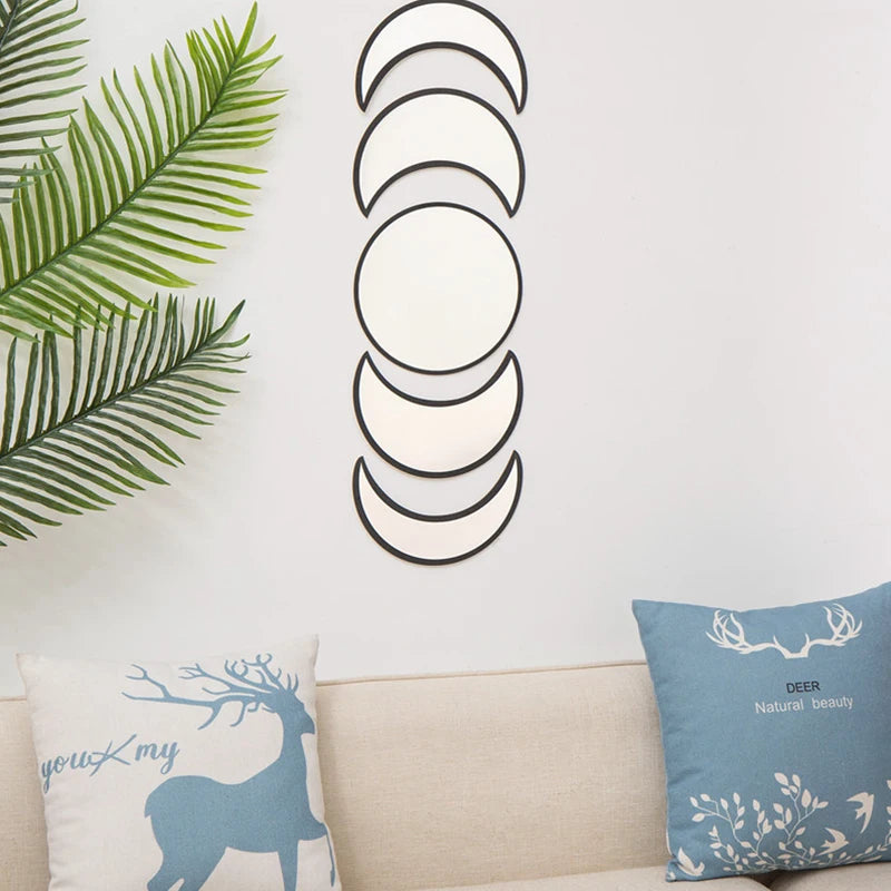 Moonlit Harmony — 5‑Piece Lunar Phase Mirror Set