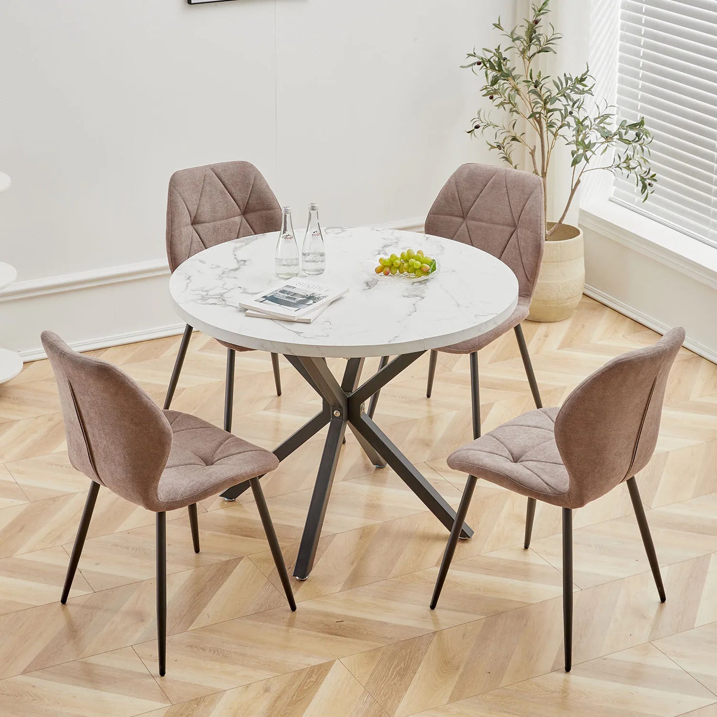 Aurelia Round Marble‑Effect Dining Table