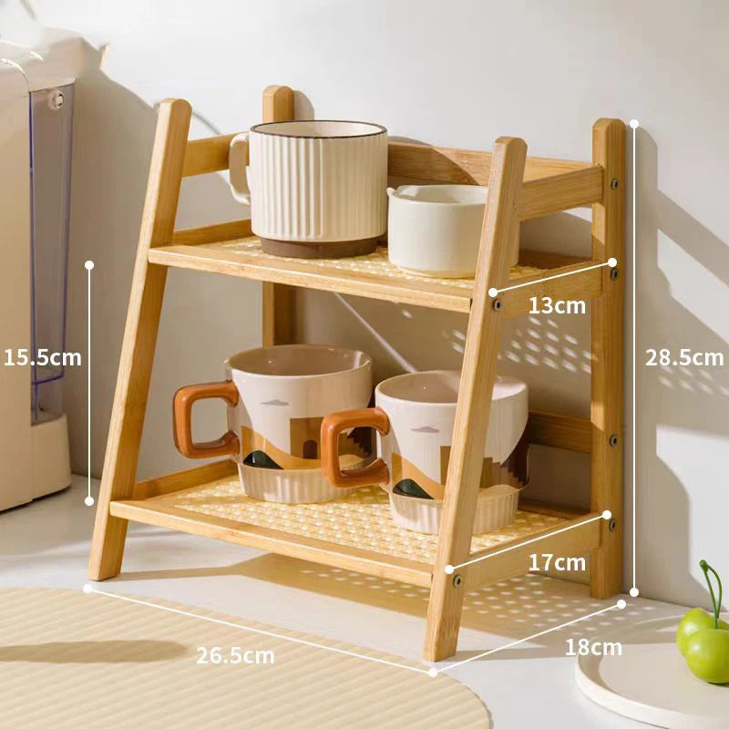 Willow Hearth Two-Tier Wooden Shelf ✨🌿 – Cottagecore Organizer for Kitchen & Home