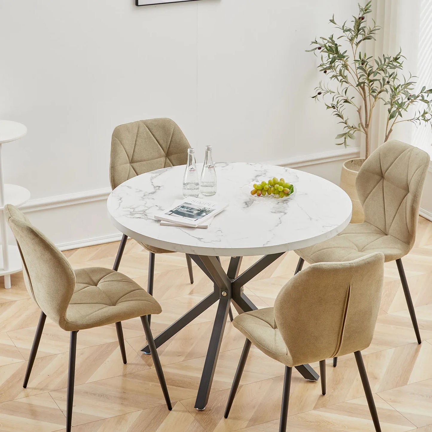 Aurelia Round Marble‑Effect Dining Table