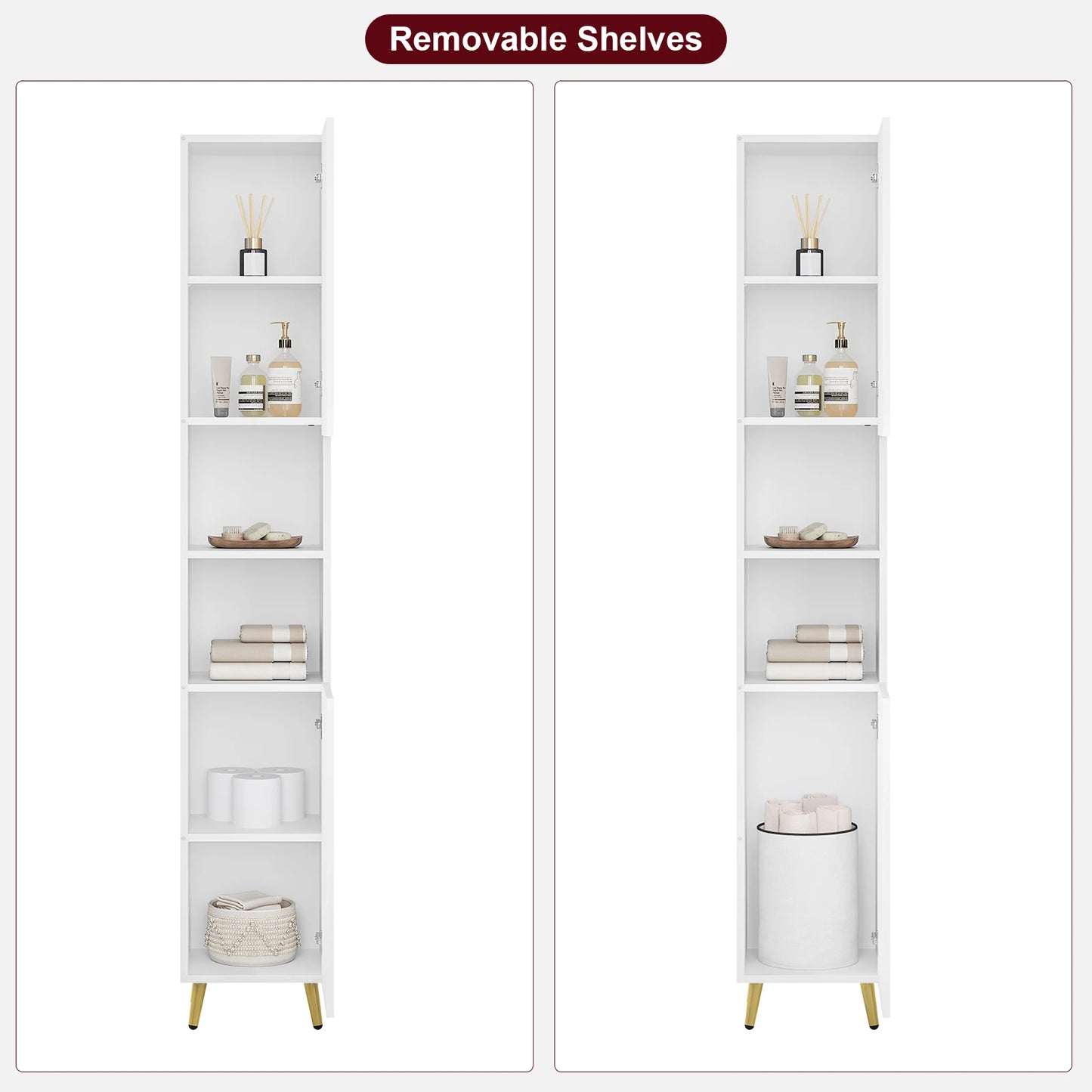 Valencia Fluted Tall Cabinet — White & Gold