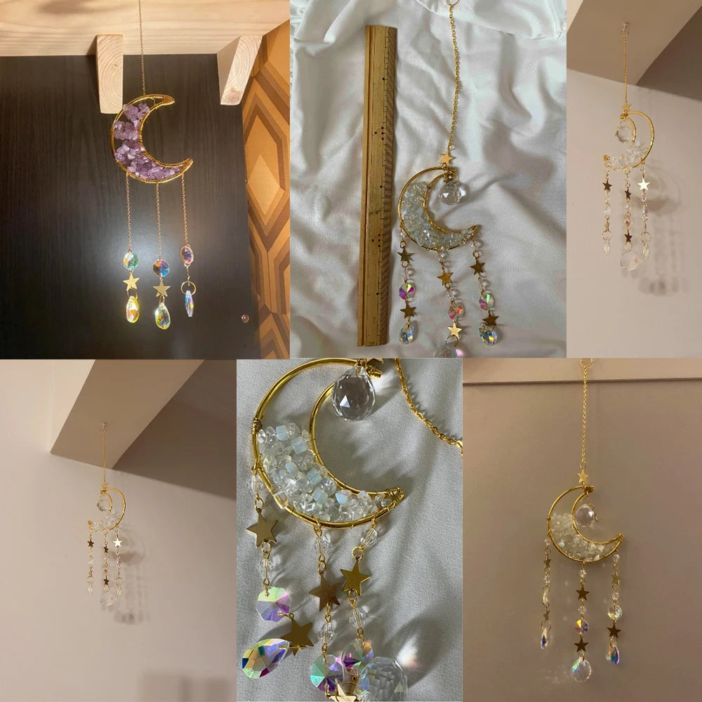Luna Prism Suncatcher — Moon & Crystal Rainbow Hanger