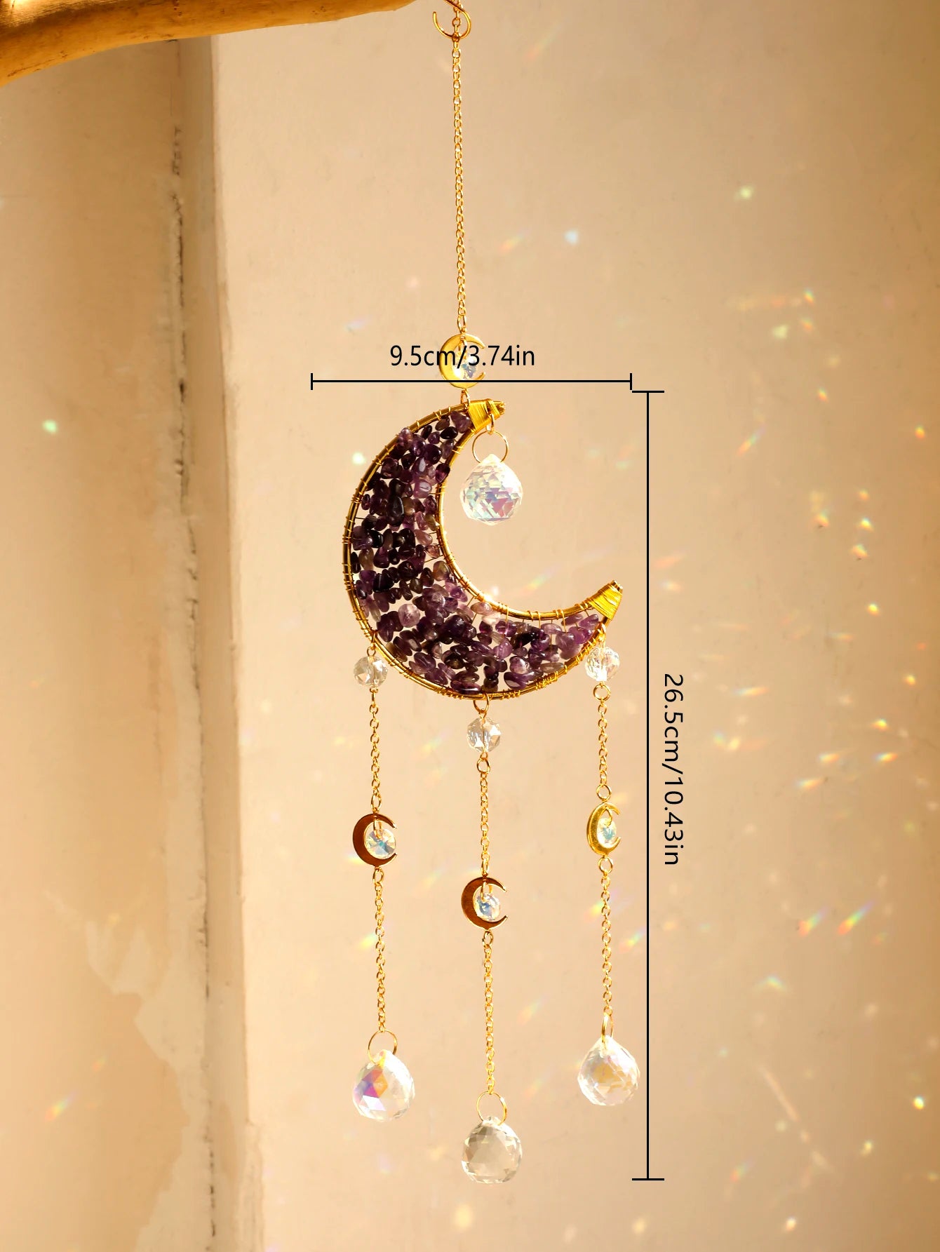 Luna Prism Suncatcher — Moon & Crystal Rainbow Hanger