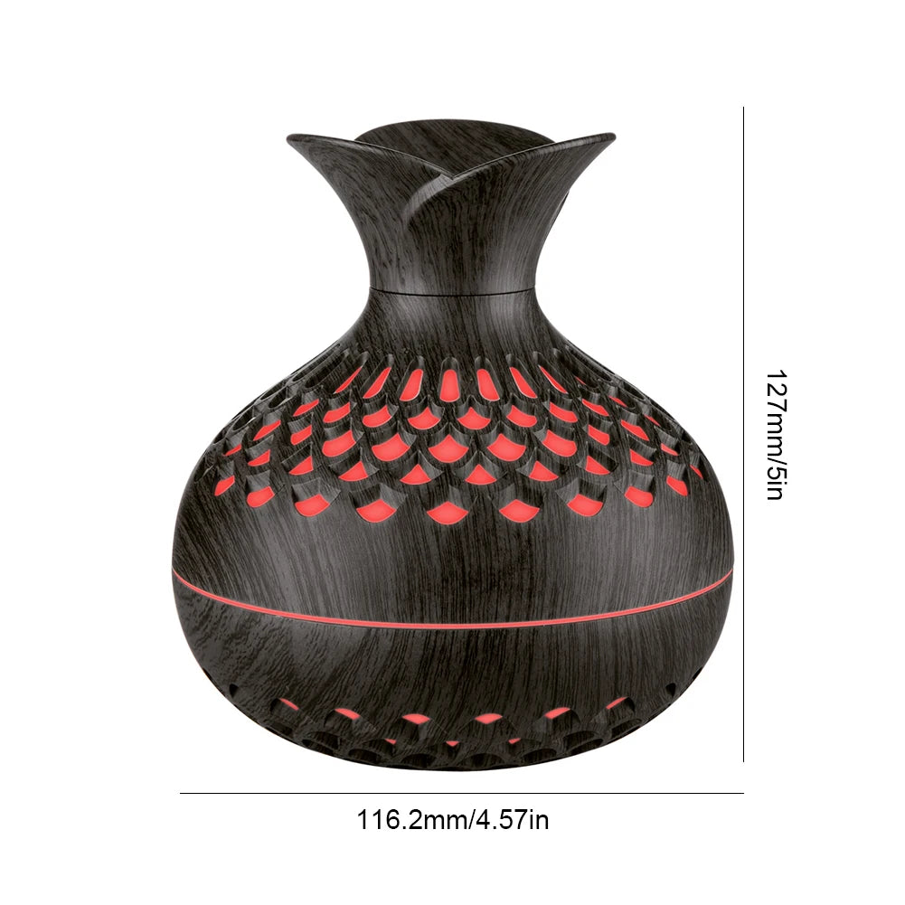 BloomGlow™ Boho Aroma Diffuser — Wood Grain Humidifier & Night Light