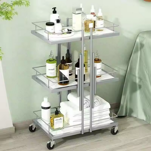 Gilded Beauty Cart — 3‑Tier Rolling Organizer