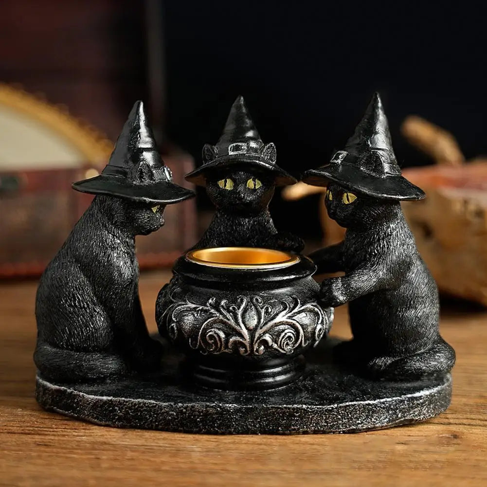 Witching Hour Cats — Gothic Black Cat Candle Holder