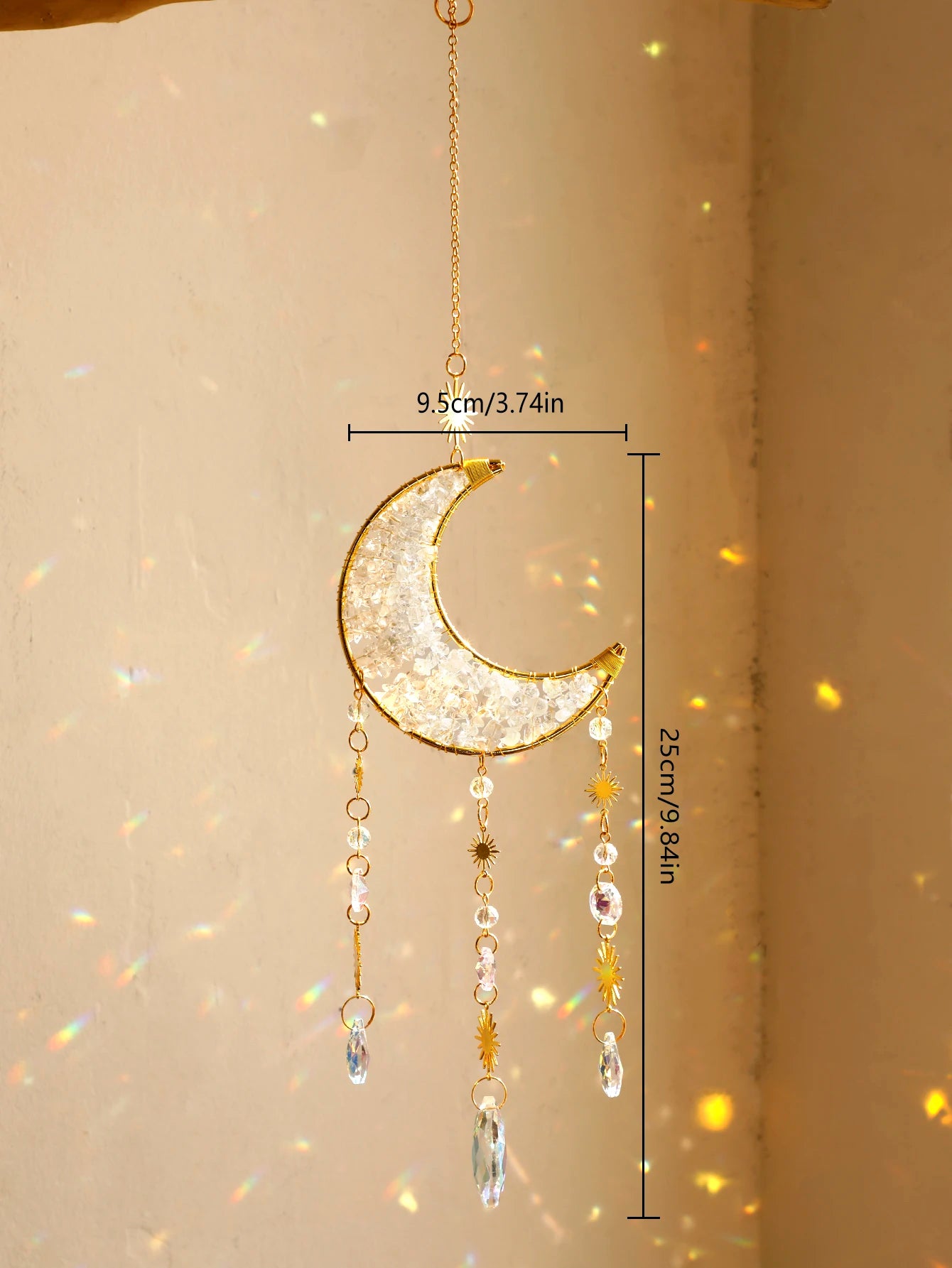 Luna Prism Suncatcher — Moon & Crystal Rainbow Hanger