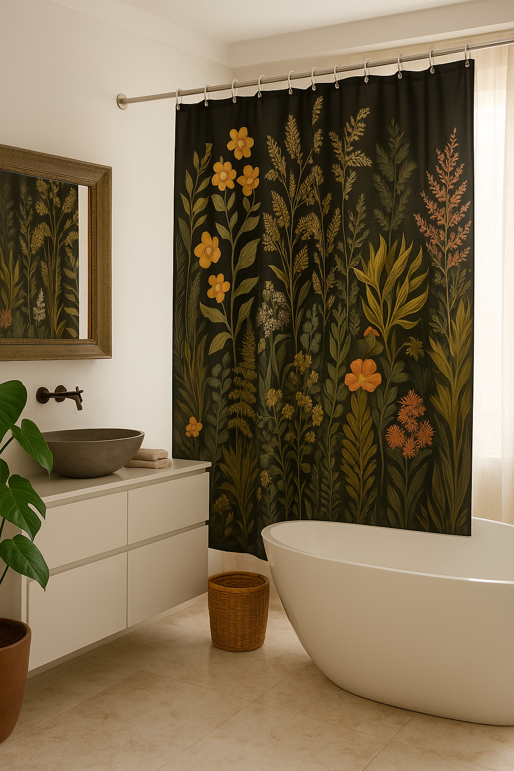 Enchanted Wildflower Shower Curtain ✨🌸
