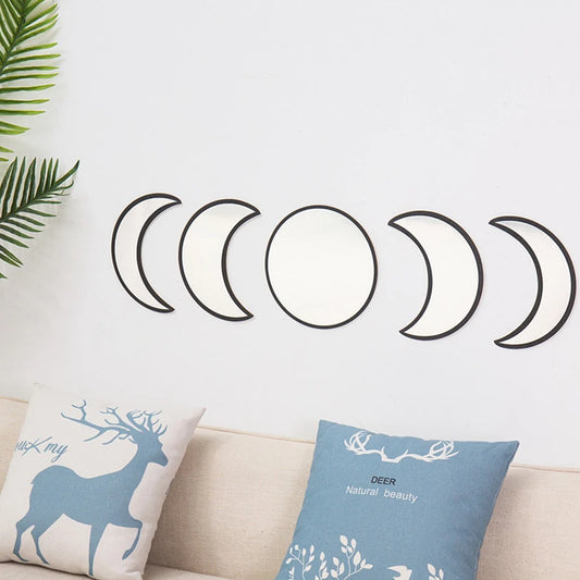 Moonlit Harmony — 5‑Piece Lunar Phase Mirror Set