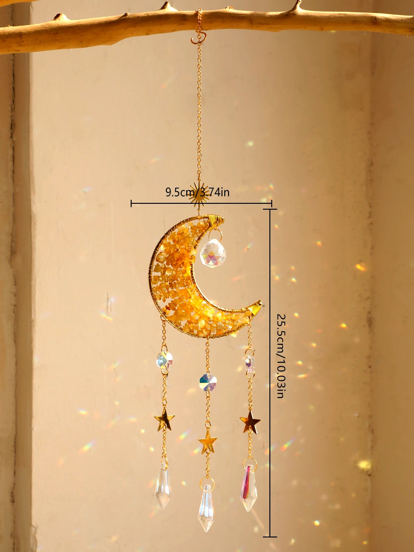 Luna Prism Suncatcher — Moon & Crystal Rainbow Hanger