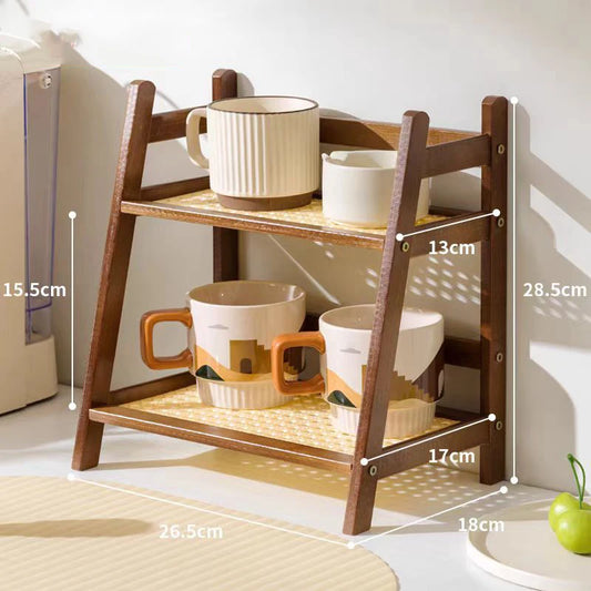 Willow Hearth Two-Tier Wooden Shelf ✨🌿 – Cottagecore Organizer for Kitchen & Home