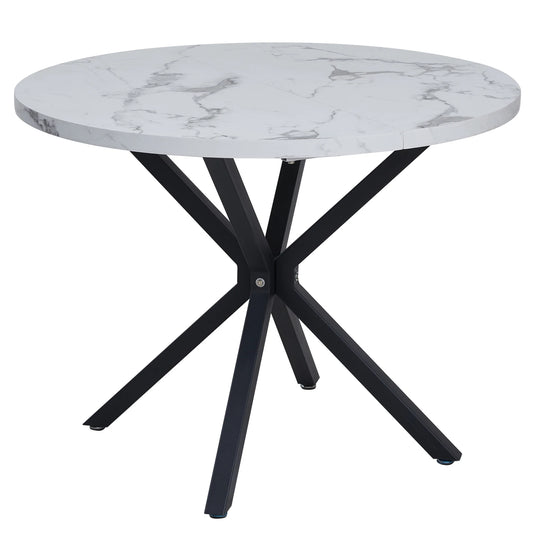 Aurelia Round Marble‑Effect Dining Table