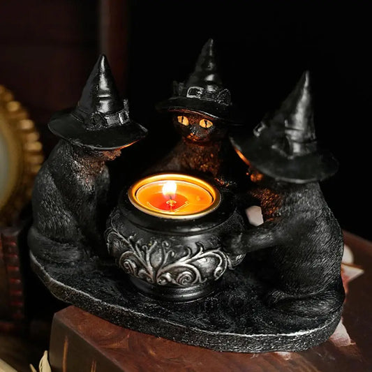 Witching Hour Cats — Gothic Black Cat Candle Holder