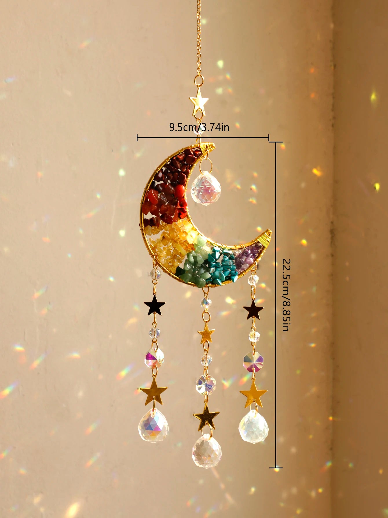 Luna Prism Suncatcher — Moon & Crystal Rainbow Hanger