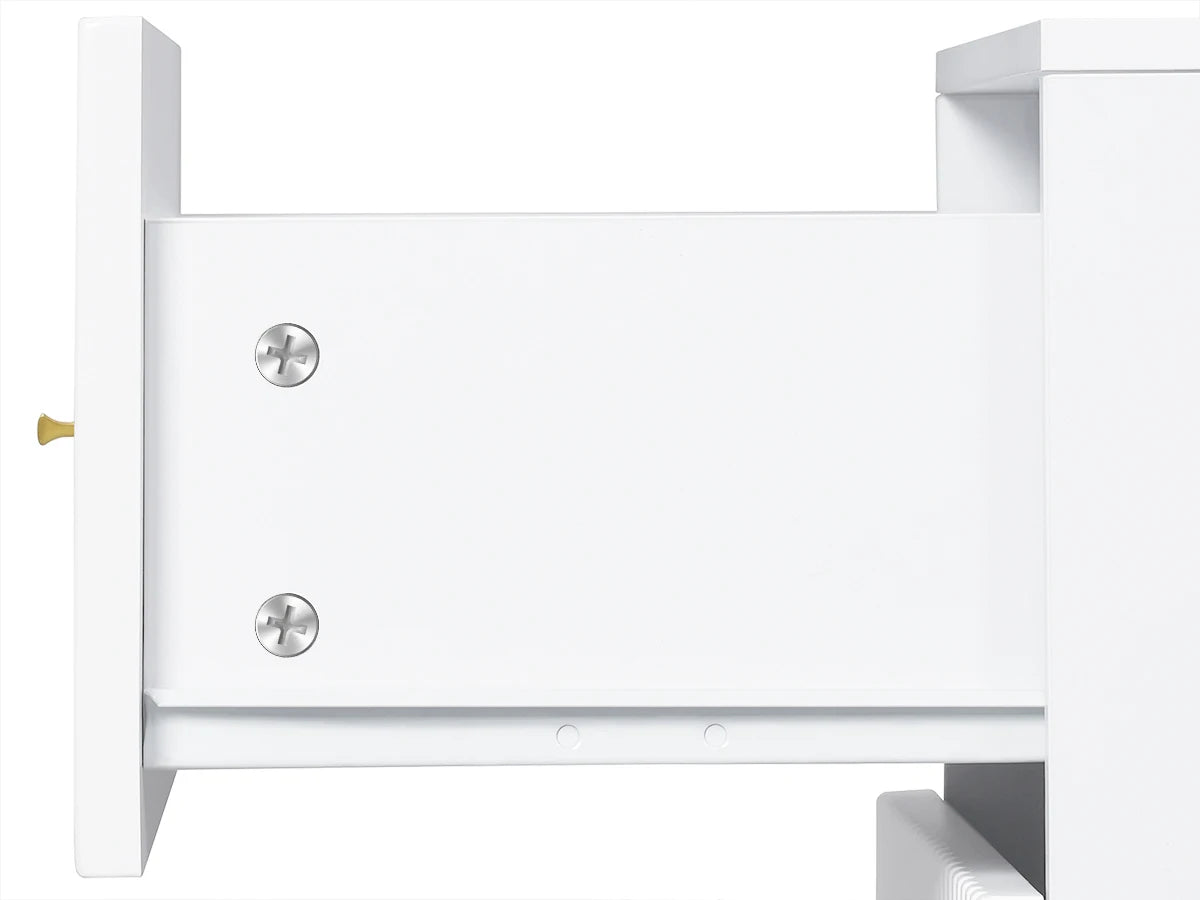 Serene Lines Nightstand — White & Gold 2‑Drawer
