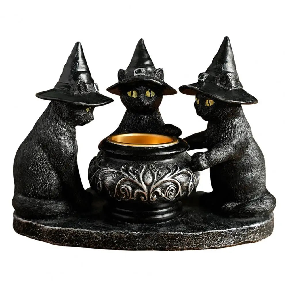Witching Hour Cats — Gothic Black Cat Candle Holder