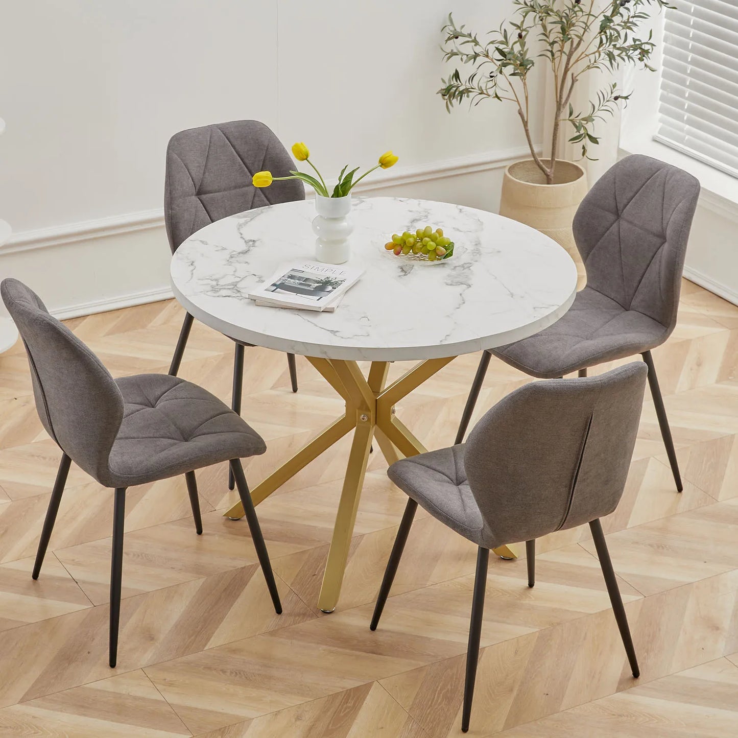 Aurelia Round Marble‑Effect Dining Table