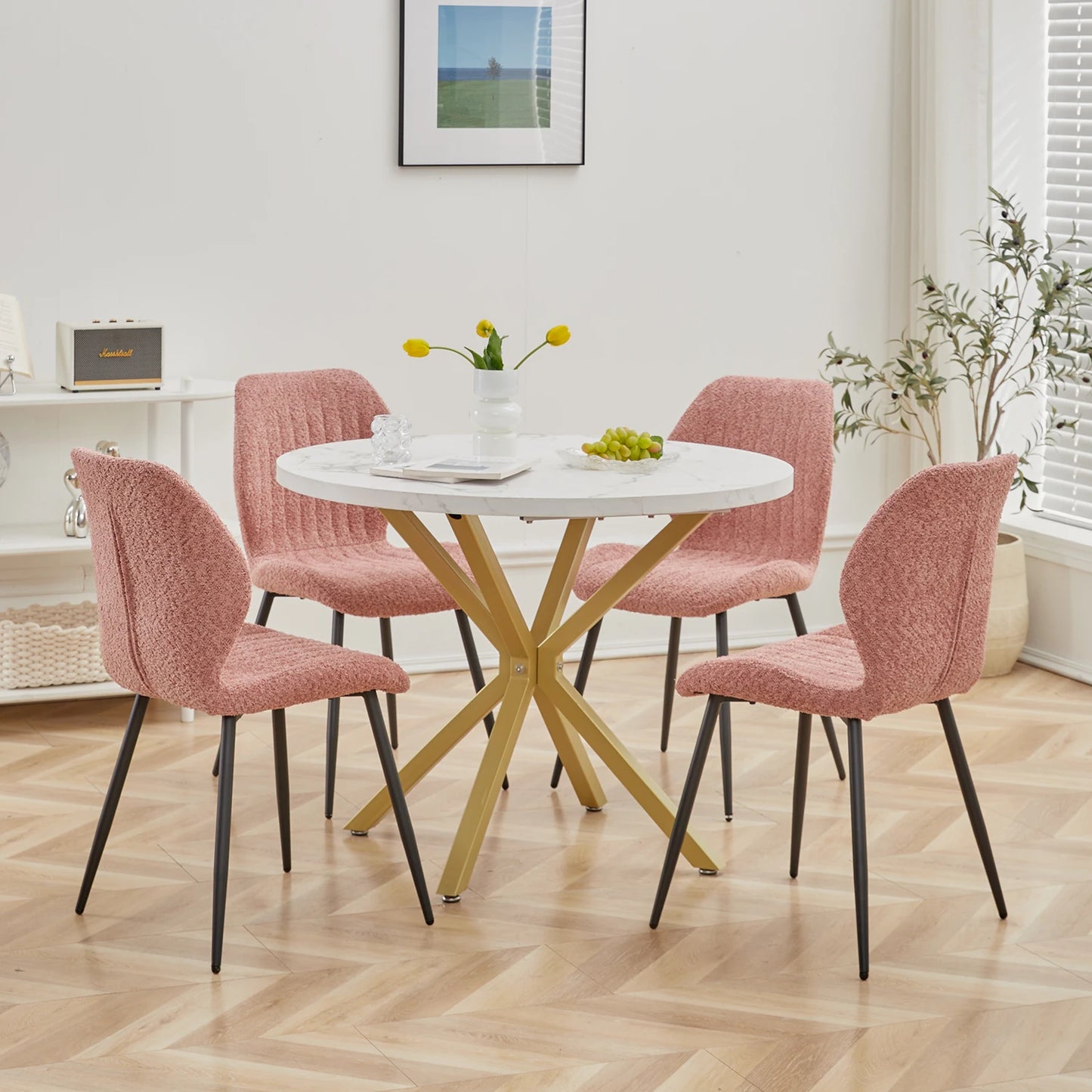 Aurelia Round Marble‑Effect Dining Table