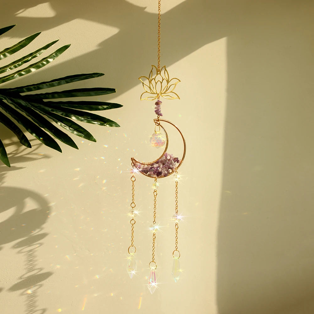 Luna Prism Suncatcher — Moon & Crystal Rainbow Hanger