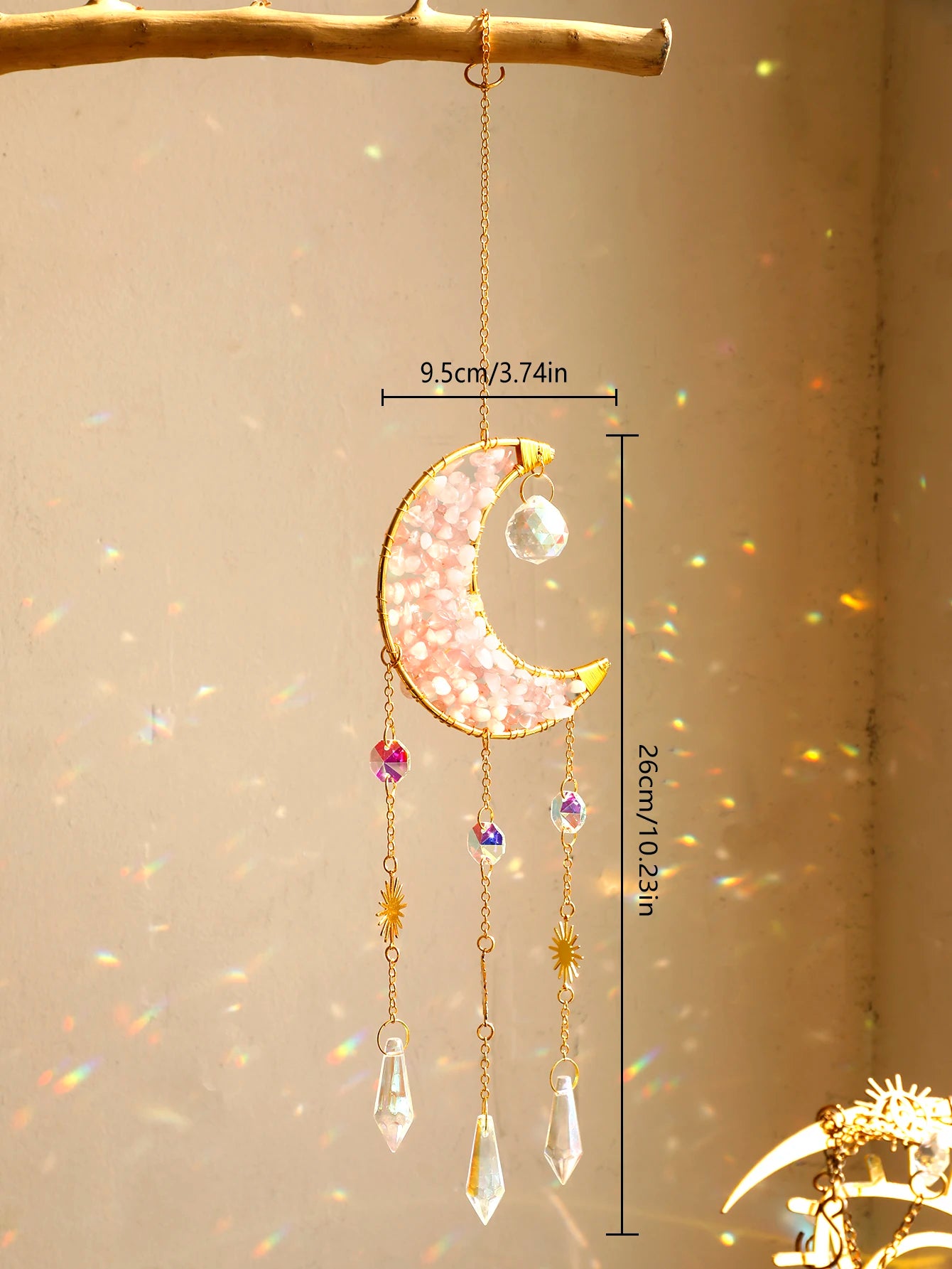 Luna Prism Suncatcher — Moon & Crystal Rainbow Hanger