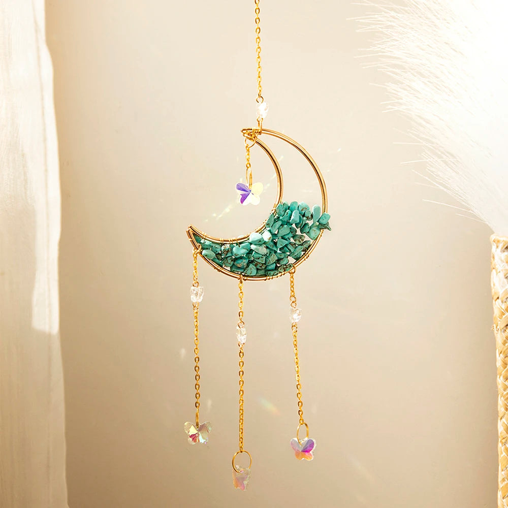 Luna Prism Suncatcher — Moon & Crystal Rainbow Hanger