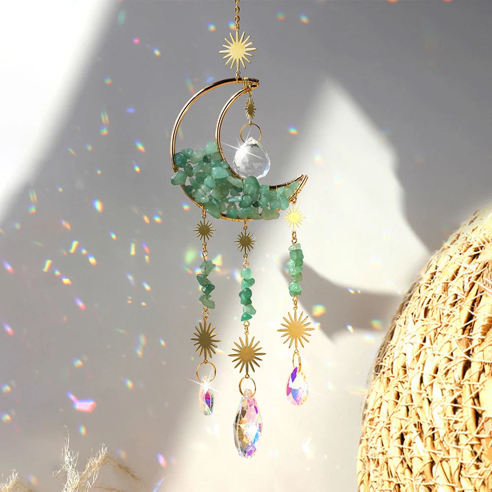 Luna Prism Suncatcher — Moon & Crystal Rainbow Hanger