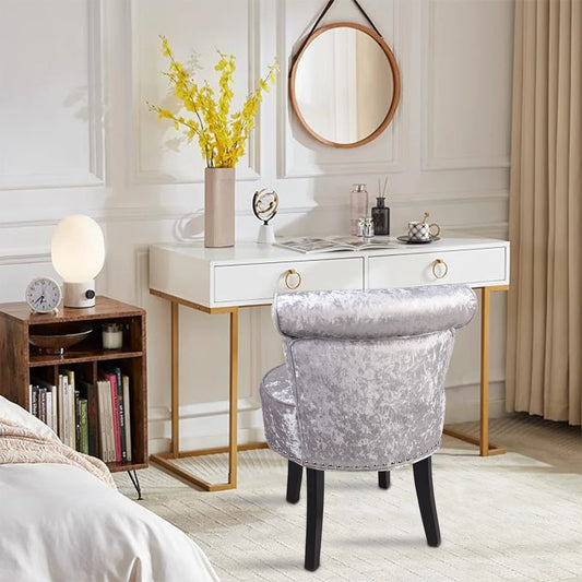 Coquette Vanity Stool — Velvet Button‑Back