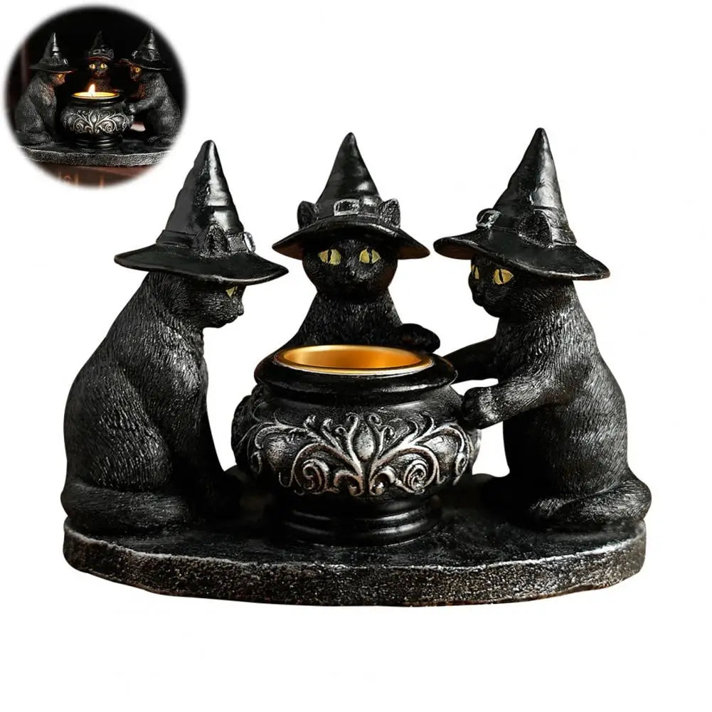 Witching Hour Cats — Gothic Black Cat Candle Holder