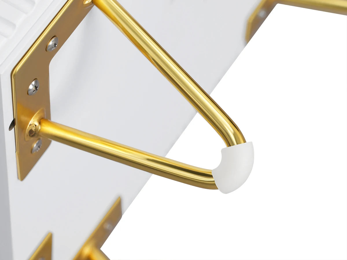 Serene Lines Nightstand — White & Gold 2‑Drawer