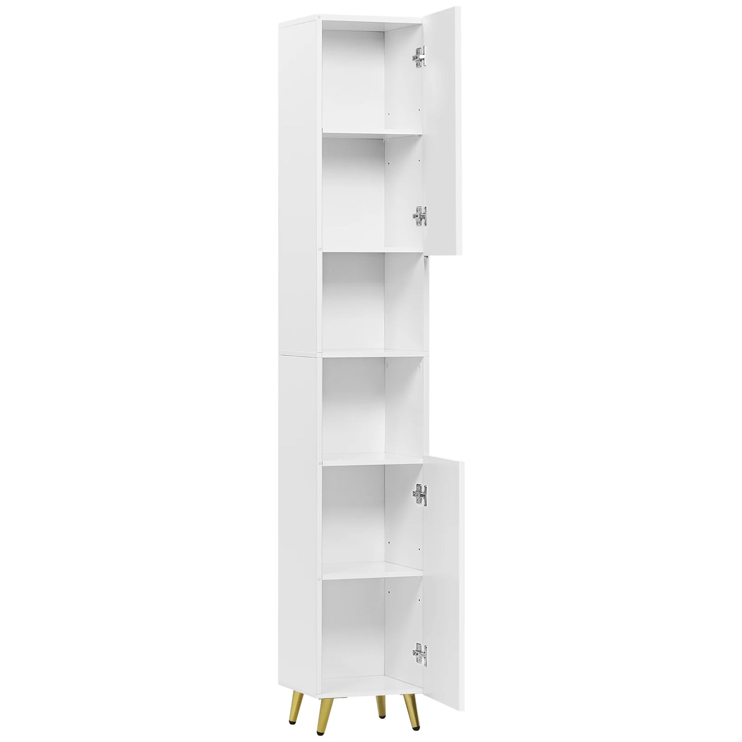 Valencia Fluted Tall Cabinet — White & Gold