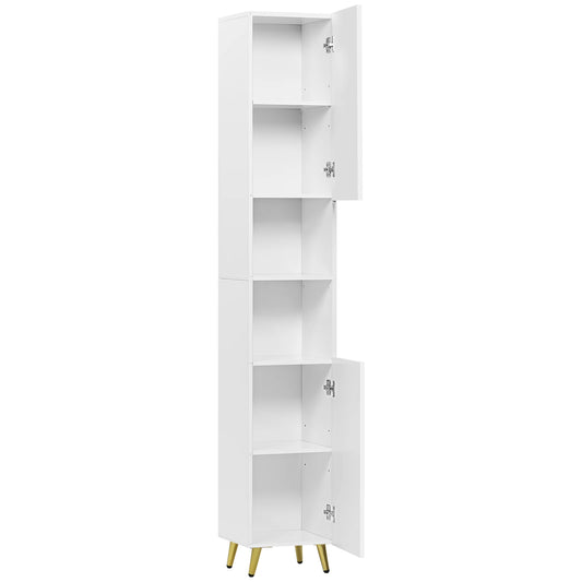 Valencia Fluted Tall Cabinet — White & Gold
