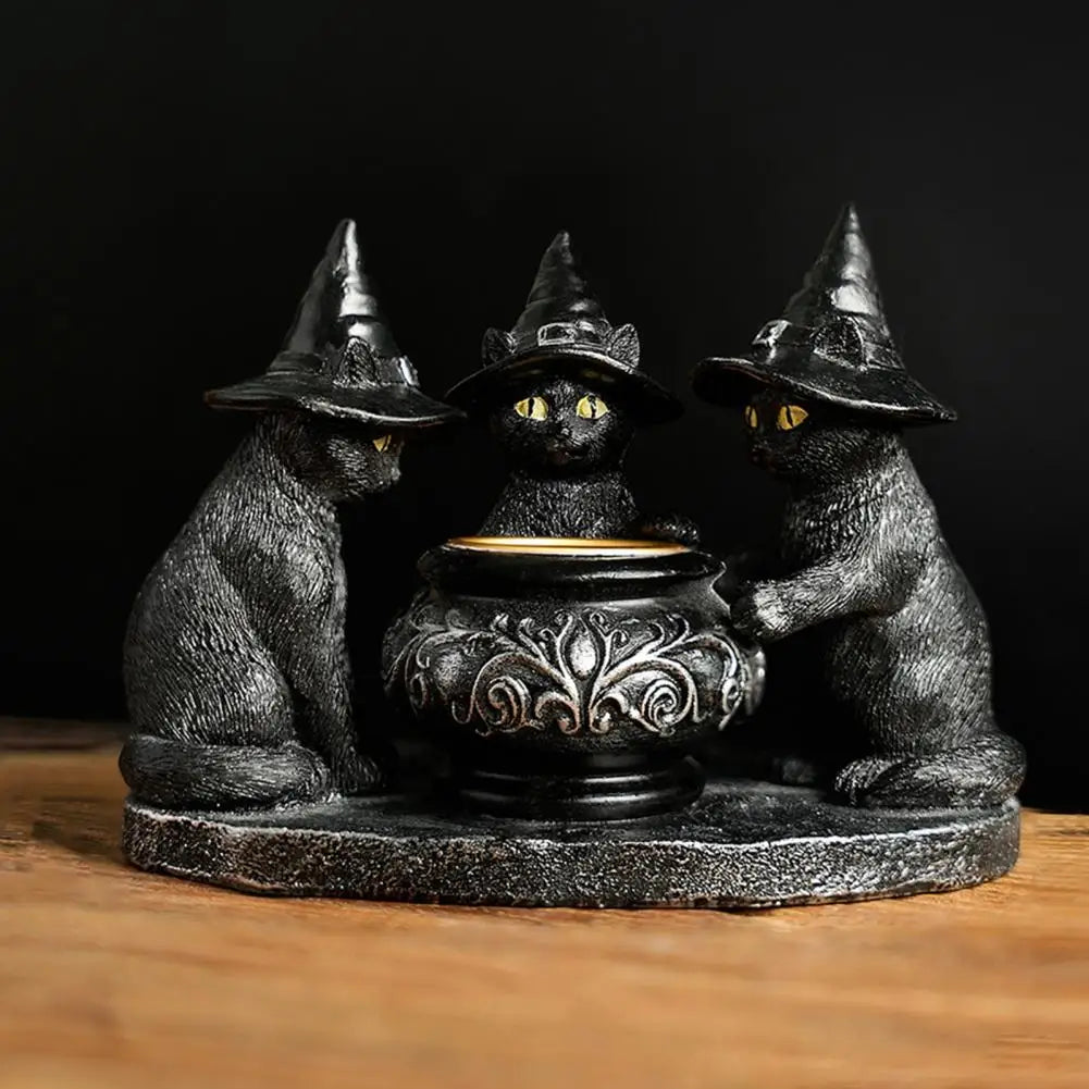 Witching Hour Cats — Gothic Black Cat Candle Holder