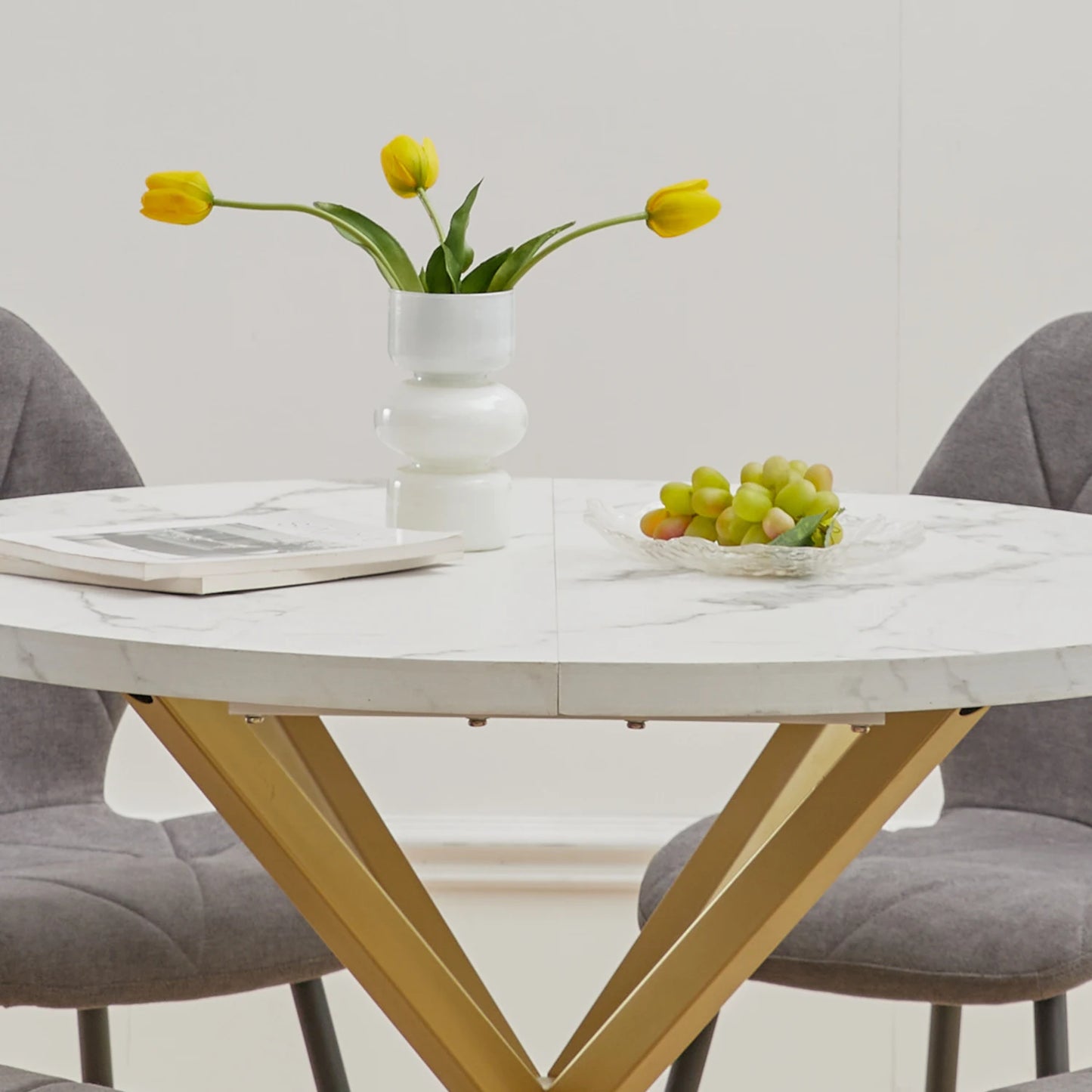 Aurelia Round Marble‑Effect Dining Table