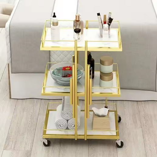Gilded Beauty Cart — 3‑Tier Rolling Organizer