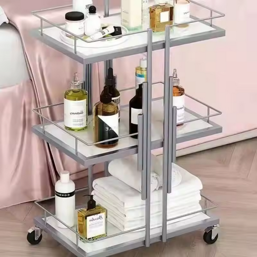 Gilded Beauty Cart — 3‑Tier Rolling Organizer