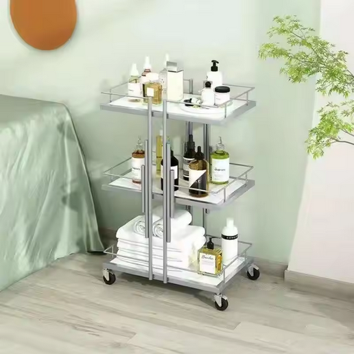 Gilded Beauty Cart — 3‑Tier Rolling Organizer