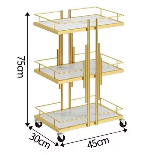 Gilded Beauty Cart — 3‑Tier Rolling Organizer