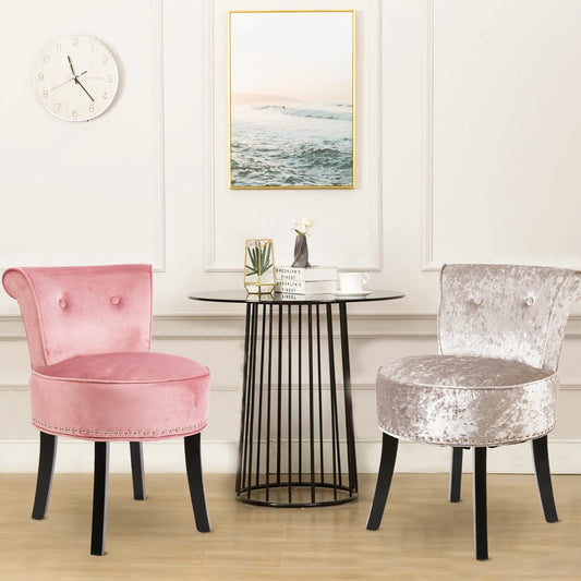 Coquette Vanity Stool — Velvet Button‑Back